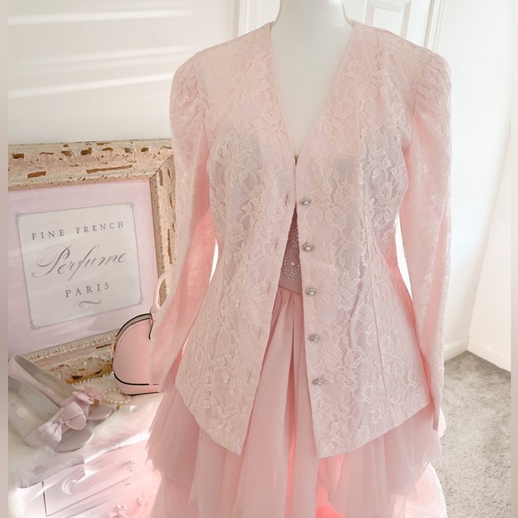 Lace Pink Spring blazer size 14 large - Picture 2 of 7